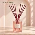 suwanong™ Rosewater Column Rose & Peony Reed Diffuser Set, Blush Ribbed Glass Bottle with 8 Reeds, 5.07 fl oz